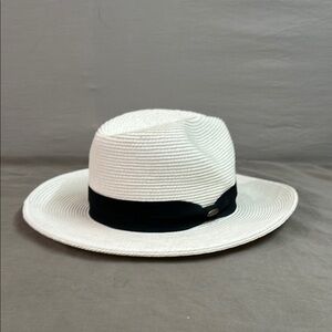 Scala White Paper Fedora with Black Band